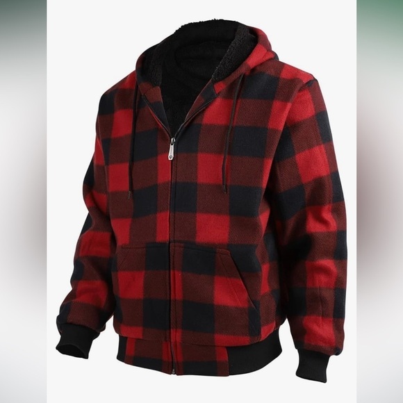 🆕 SPORTSWEAR SHERPA Zip Up Fleece Flannel Sweatshirt Heavy Lined Hooded NWT $90 - Picture 3 of 11